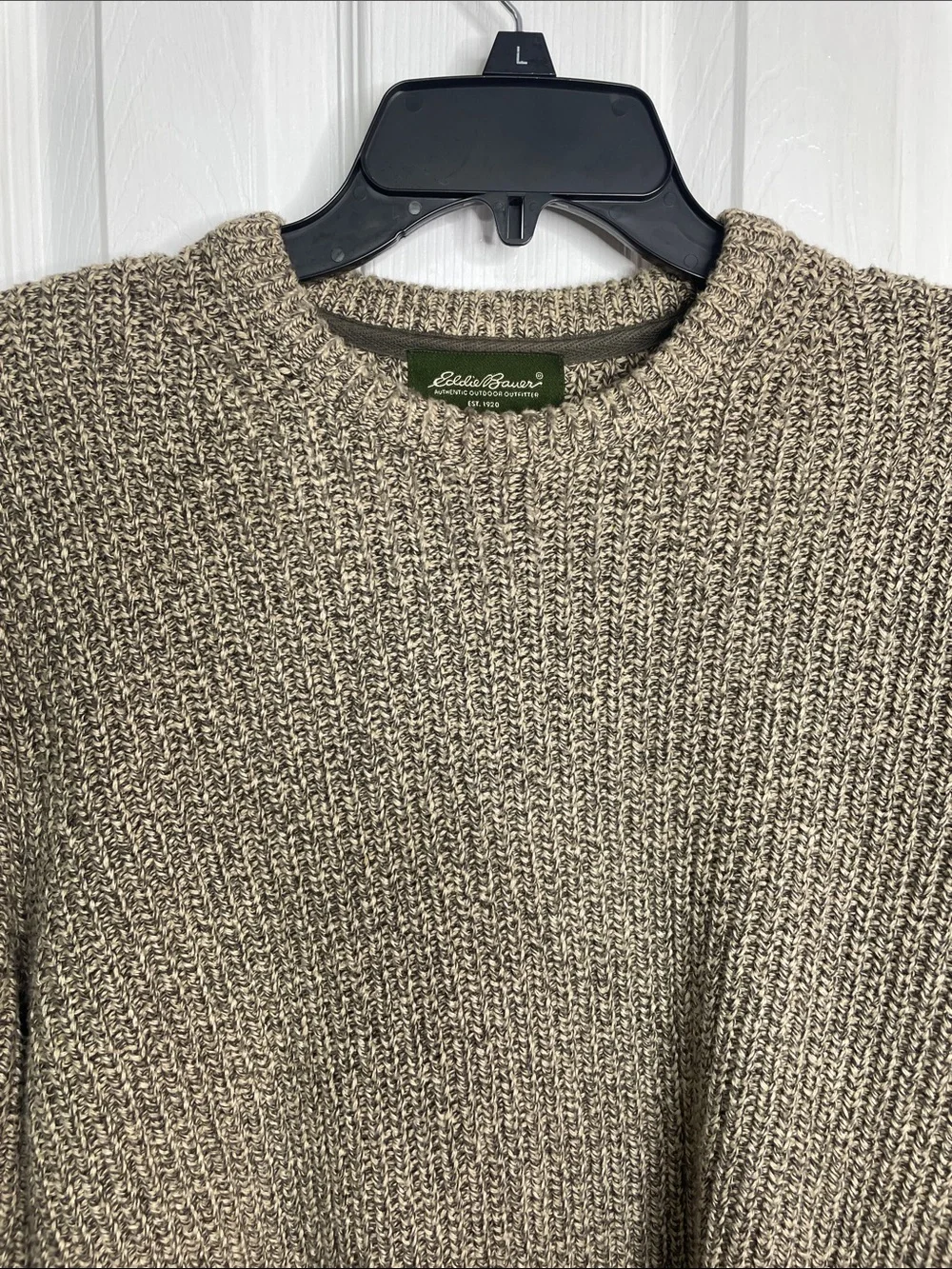 Eddie Bauer Men's Crewneck Sweater in Taupe Heather - Picture 4 of 4